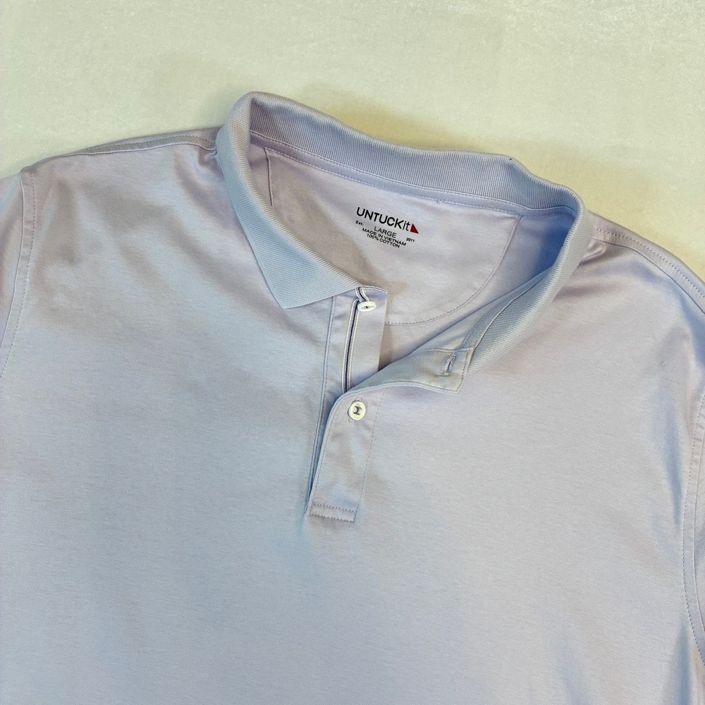 UNTUCKit‎ Damaschino Lavender 100% Cotton Short Sleeve Polo Shirt Mens Large
